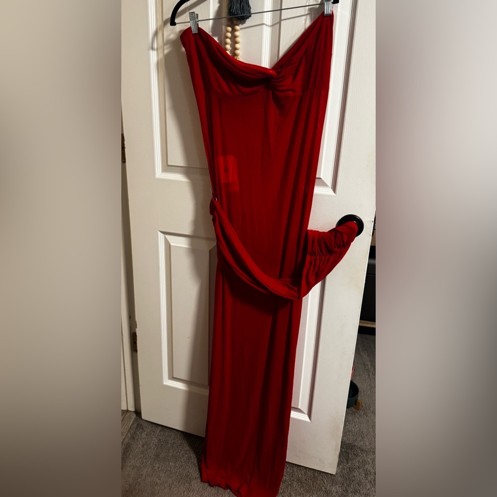 Size 16 Red Mesh 2 Piece Maxi Dress